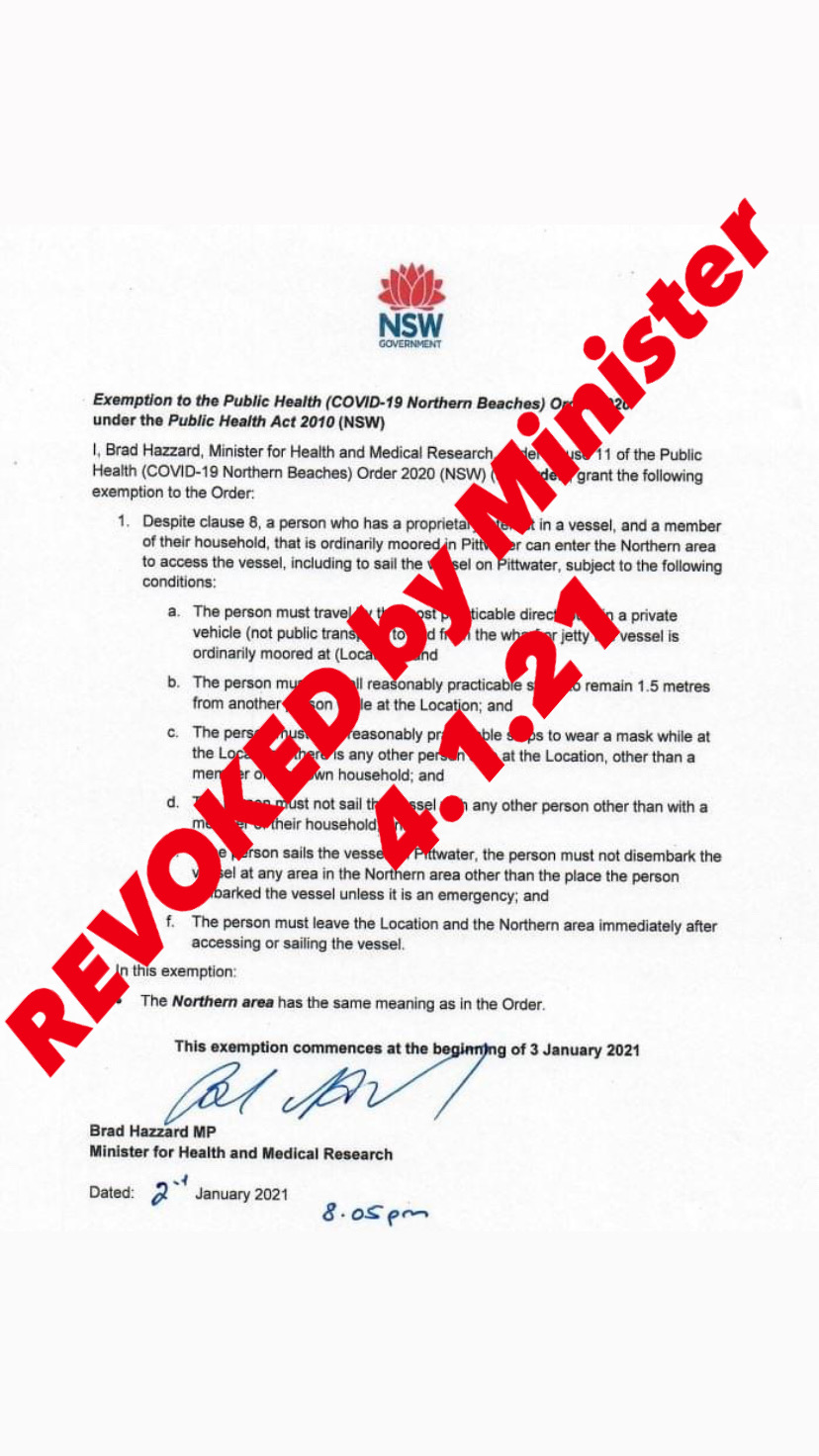 Boating Exemption Revoked 4.1.21 RPAYC