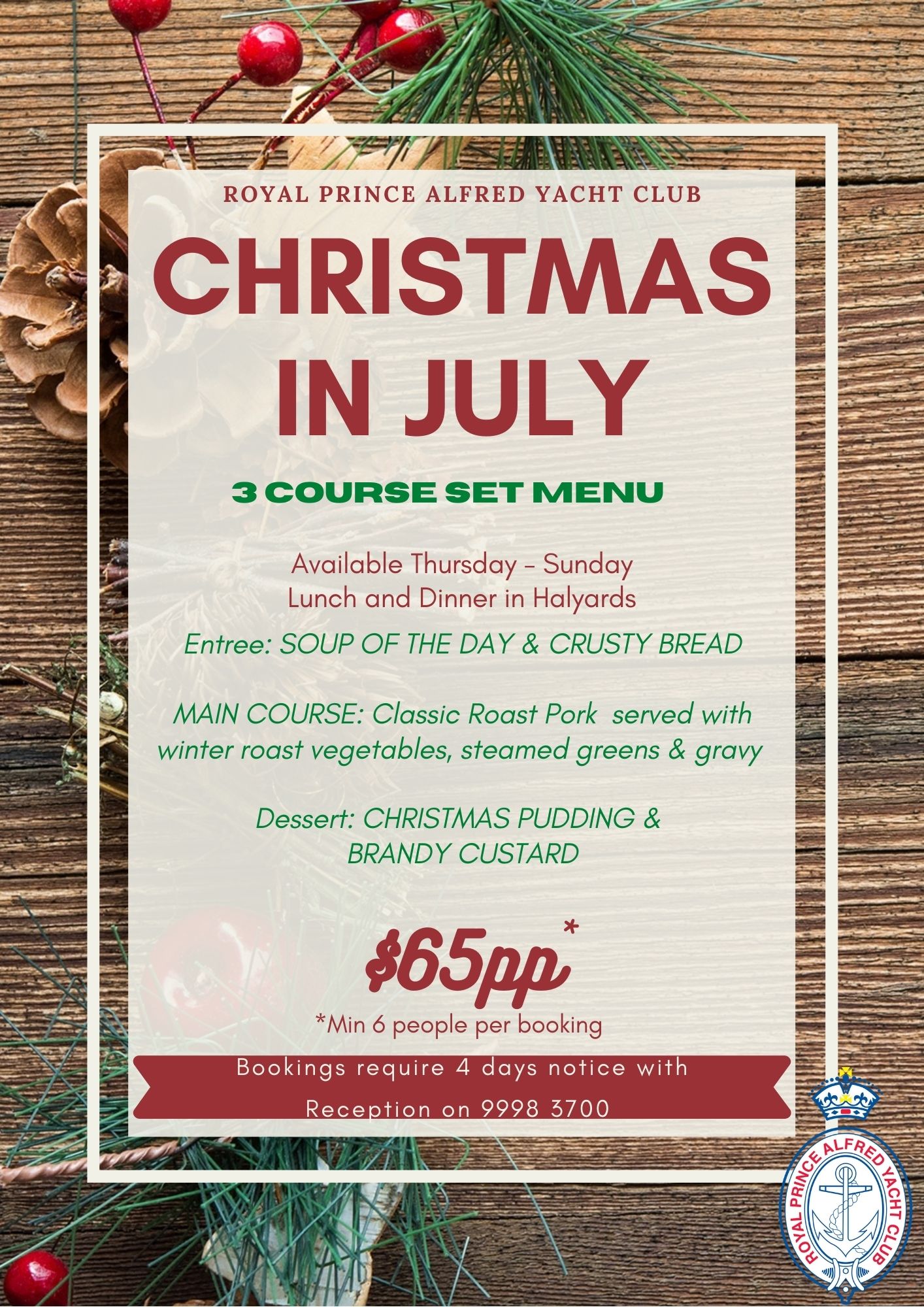 Christmas in July Dining Special RPAYC