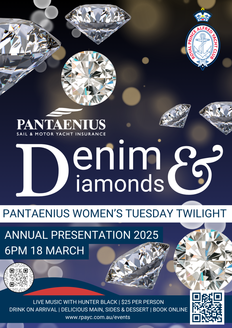 Poster - Denim and Diamonds - Women's Tuesday Twilight Annual Presentation 2025 - with QR Code