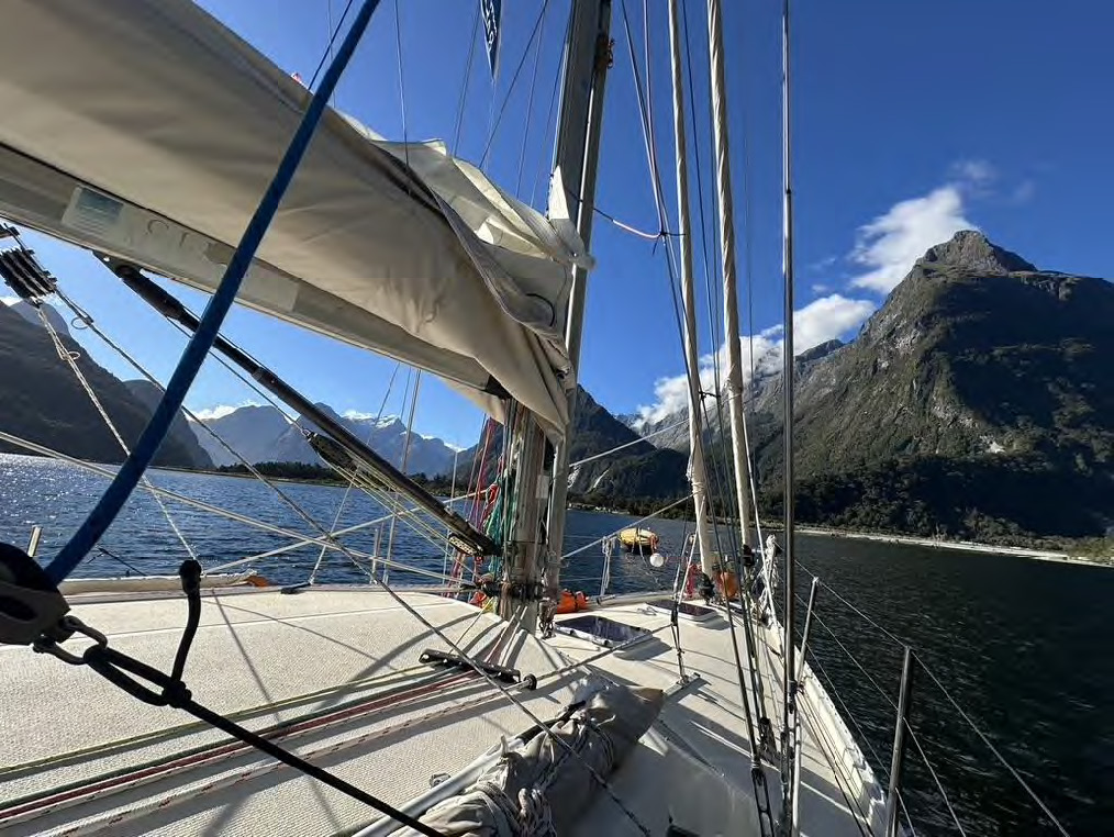 Milford Sound View from borrowed mooring (courtesy of RealNZ) in Deepwater Basin